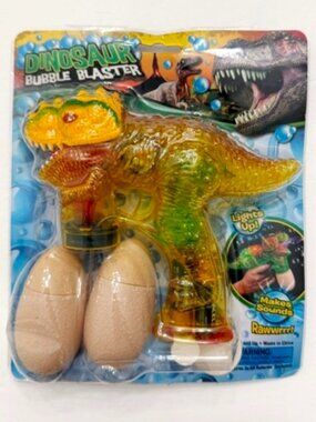 Dinosaur Bubble Blaster Lights Up Makes Sounds w/ Bubbles